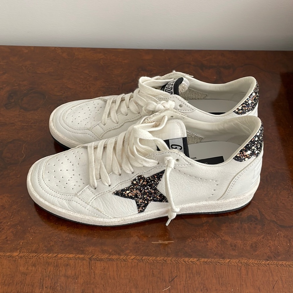 Golden goose ball star black glitter trim size 7 ladies. No box. Few wearings.